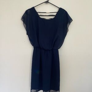 Elegant Navy Blue Chiffon Dress